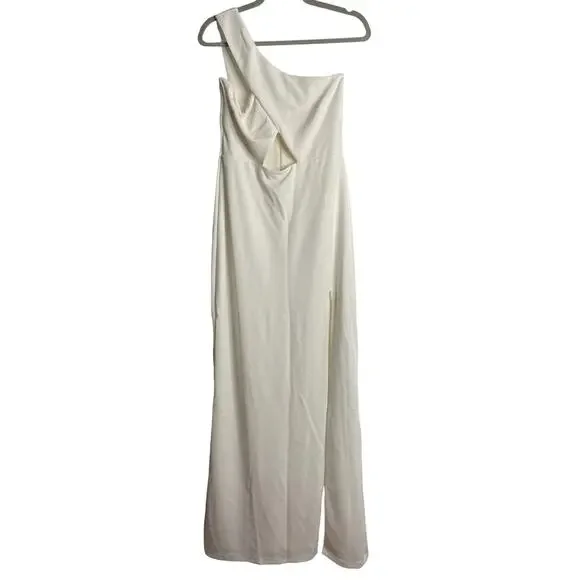 Nookie Bliss Cut Out Gown Maxi Dress One Shoulder Cut-Out Front High Slit Large